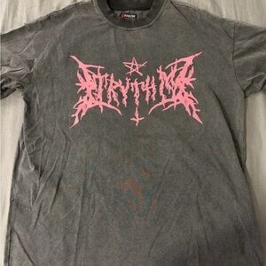 oversized y2k washed dark grey graphic shirt size s/m